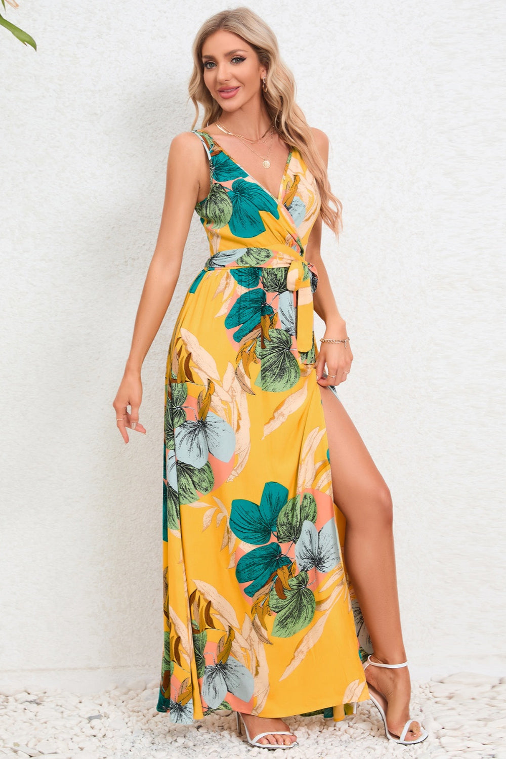 
                  
                    'ATHENA' Slit Tied Printed Surplice Dress
                  
                