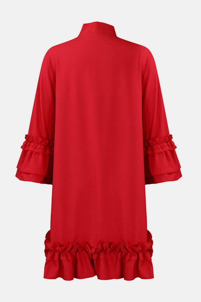 
                  
                    Frill Tie Neck Three-Quarter Sleeve Dress
                  
                