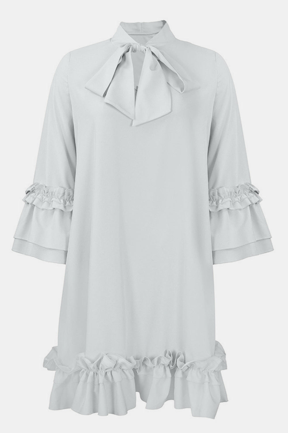 
                  
                    Frill Tie Neck Three-Quarter Sleeve Dress
                  
                