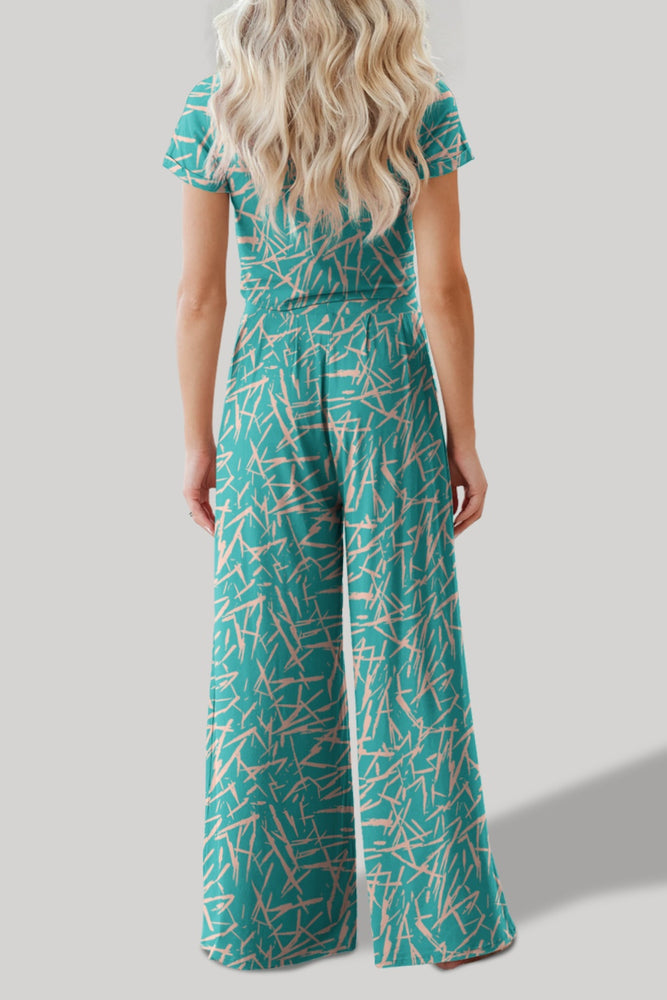 
                  
                    'HADLEY' Printed Round Neck Short Sleeve Top and Pants Set
                  
                