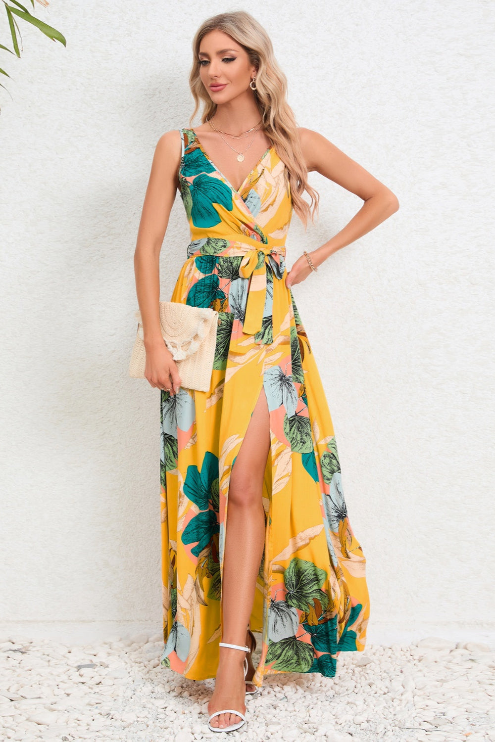 
                  
                    'ATHENA' Slit Tied Printed Surplice Dress
                  
                