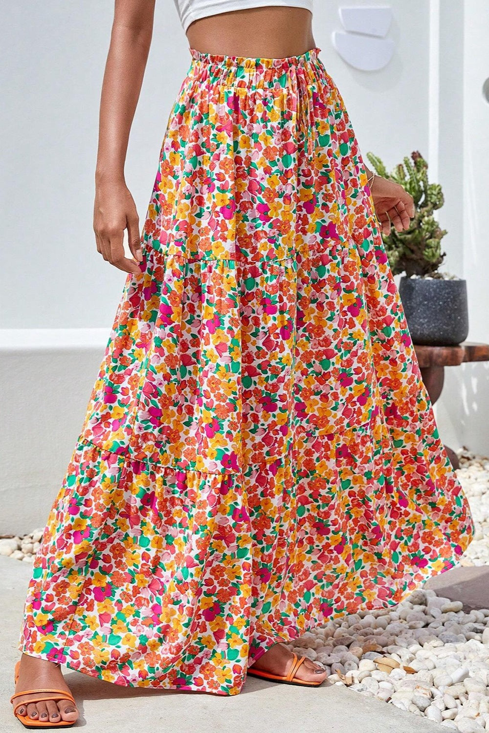 
                  
                    'CARRIE' Printed Elastic Waist Maxi Skirt
                  
                