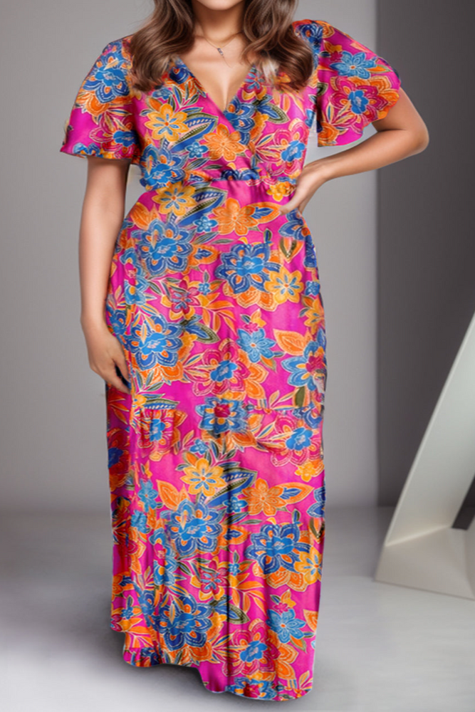 
                  
                    Printed Surplice Short Sleeve Maxi Dress
                  
                