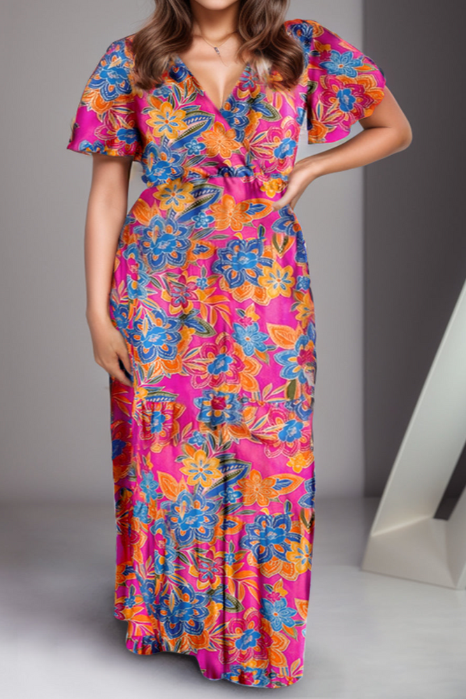 
                  
                    Printed Surplice Short Sleeve Maxi Dress
                  
                