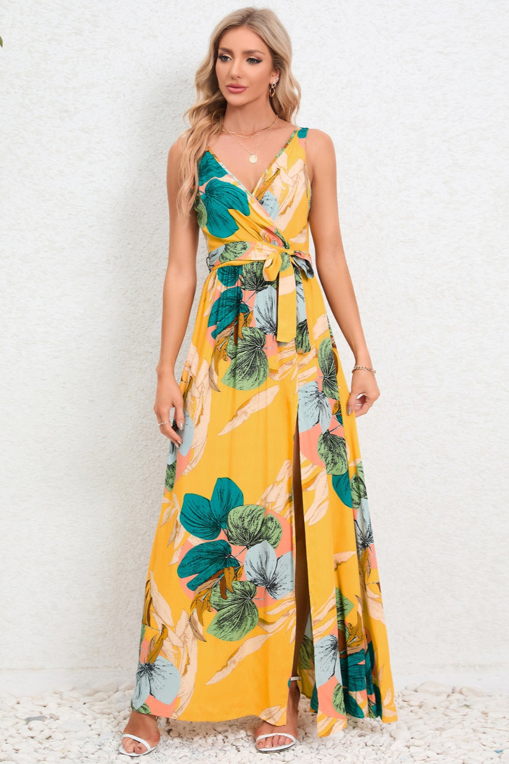 
                  
                    'ATHENA' Slit Tied Printed Surplice Dress
                  
                