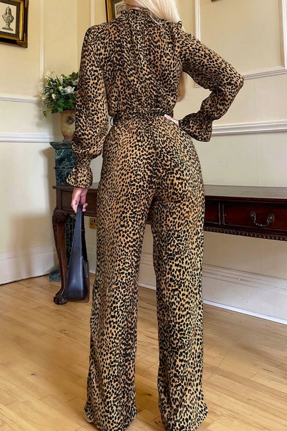 
                  
                    Leopard Flounce Sleeve Wide Leg Jumpsuit
                  
                