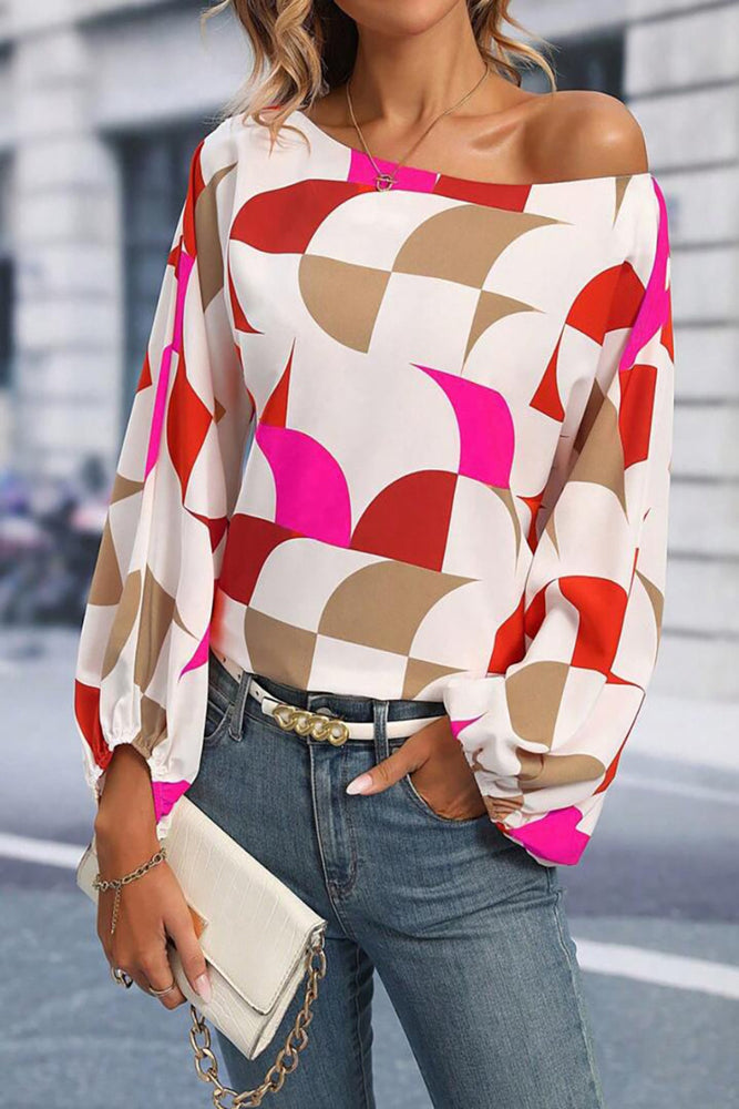 
                  
                    'FANCY' Printed One Shoulder Balloon Sleeve Blouse
                  
                