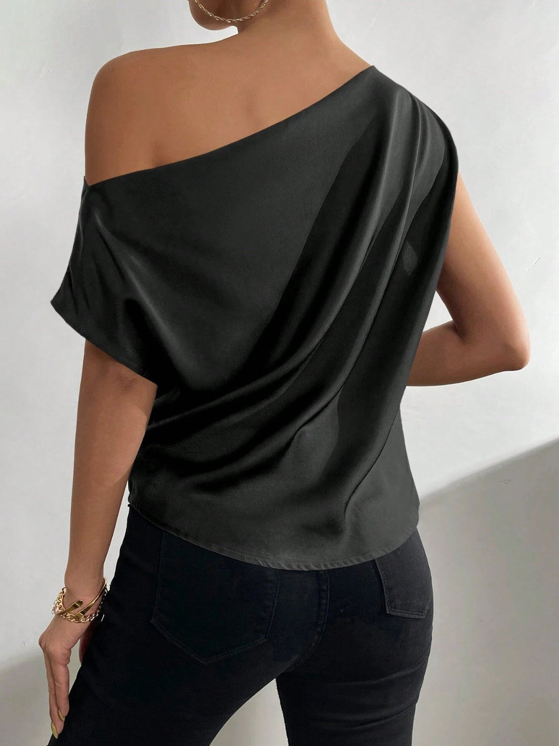 
                  
                    Ruched Single Shoulder Blouse
                  
                