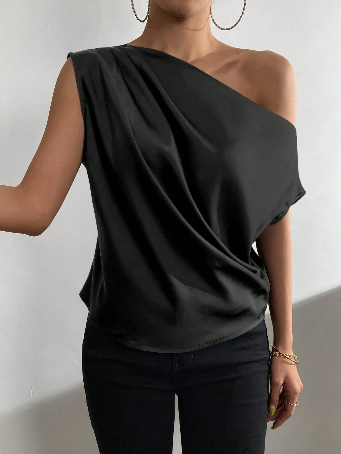 
                  
                    Ruched Single Shoulder Blouse
                  
                