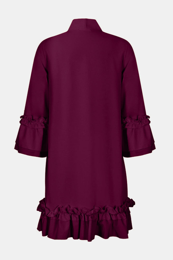 
                  
                    Frill Tie Neck Three-Quarter Sleeve Dress
                  
                