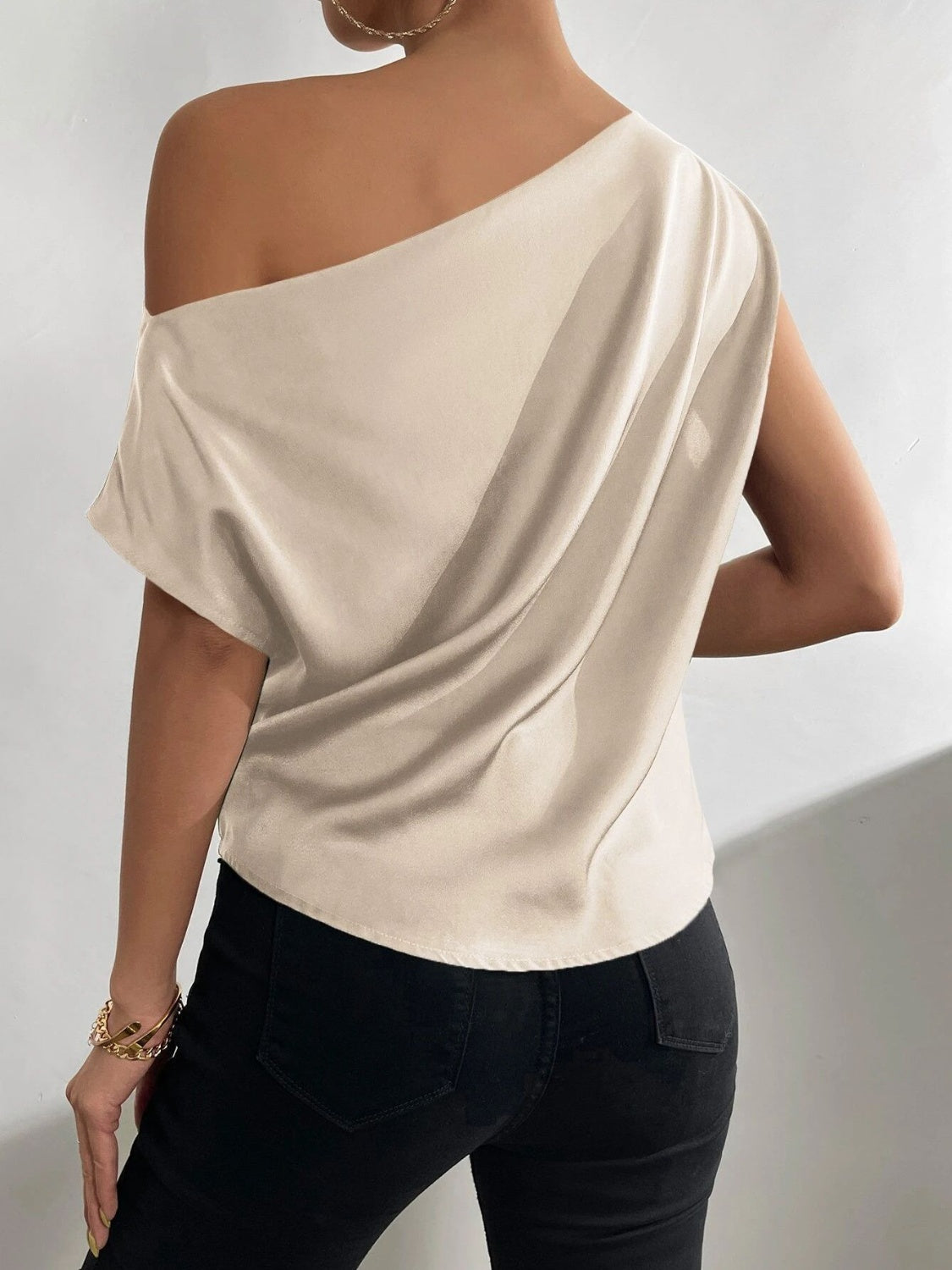 
                  
                    Ruched Single Shoulder Blouse
                  
                