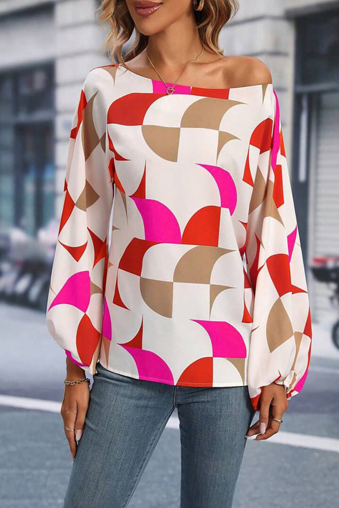 
                  
                    'FANCY' Printed One Shoulder Balloon Sleeve Blouse
                  
                