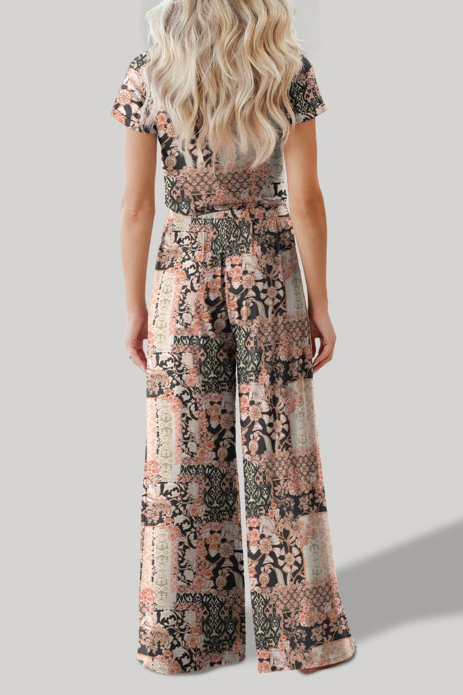 
                  
                    'HADLEY' Printed Round Neck Short Sleeve Top and Pants Set
                  
                