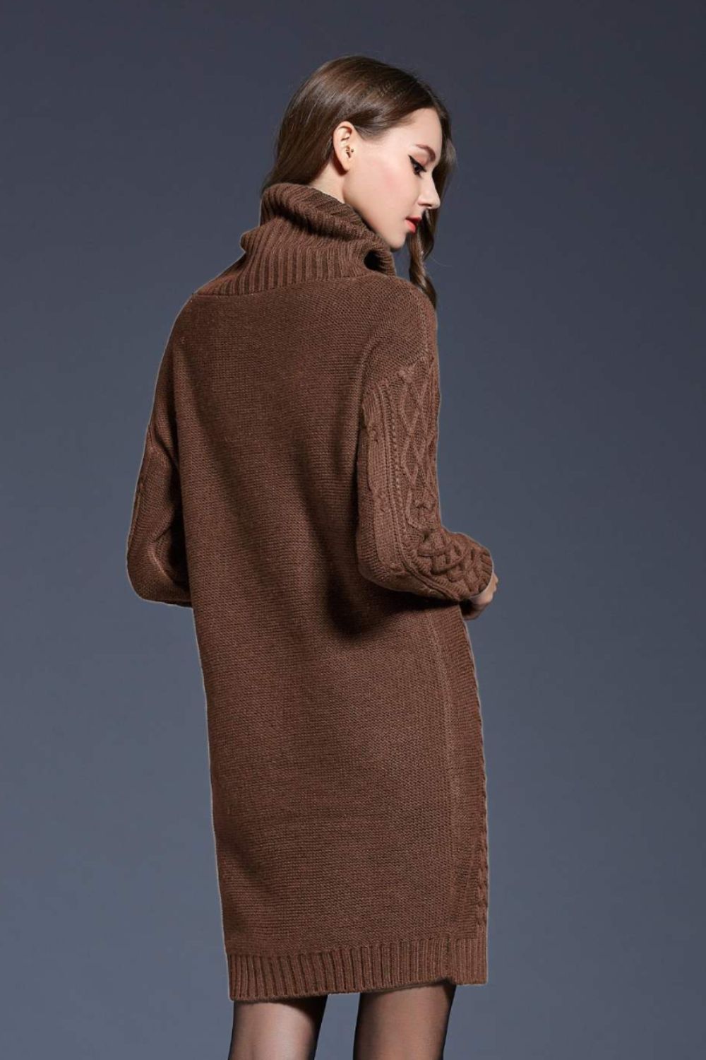 
                  
                    'Melody' Mixed Knit Cowl Neck Dropped Shoulder Sweater Dress
                  
                