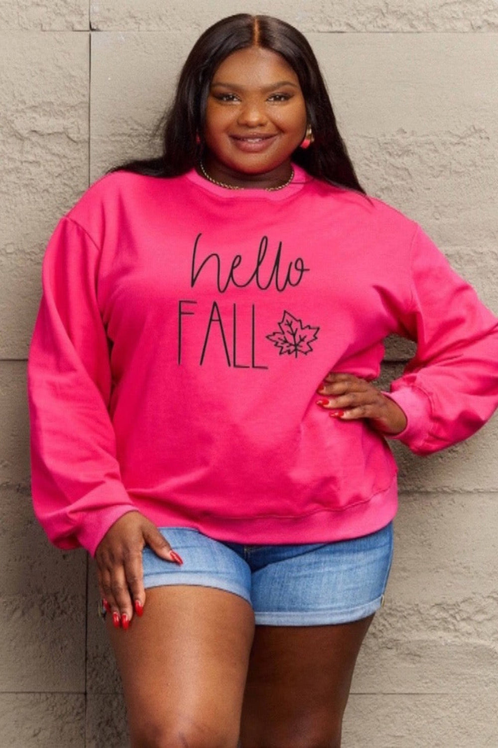 ' Mattie' Simply Love Full Size HELLO FALL Graphic Sweatshirt