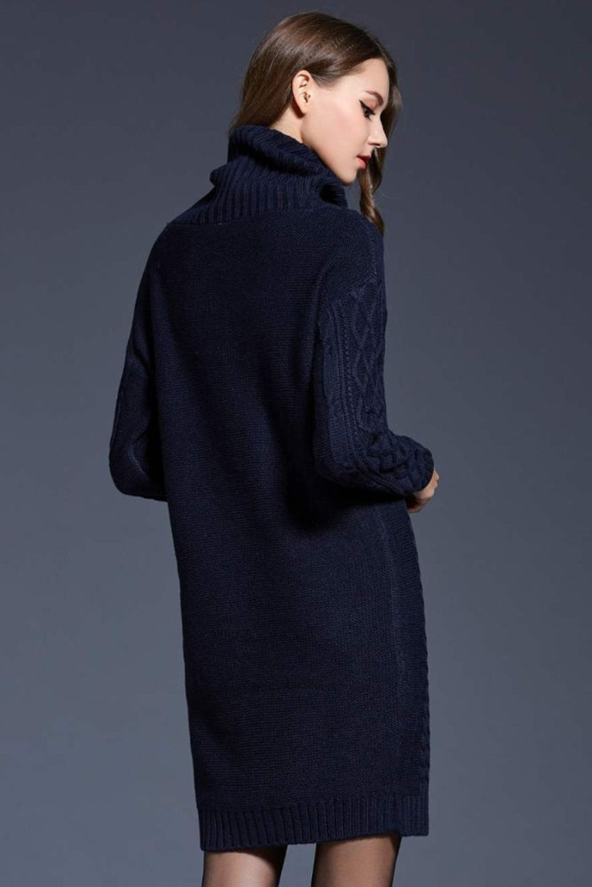 
                  
                    'Melody' Mixed Knit Cowl Neck Dropped Shoulder Sweater Dress
                  
                