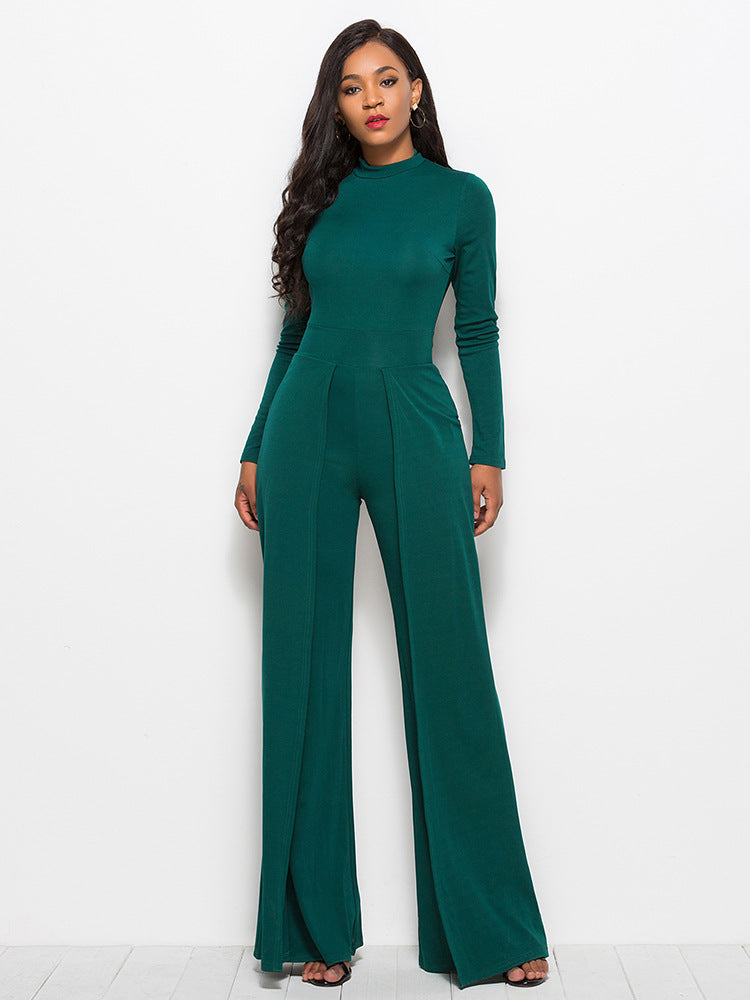 
                  
                    'Savannah' Long Sleeve Mock Neck Wide Leg Jumpsuit
                  
                