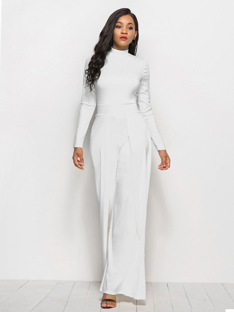 
                  
                    'Savannah' Long Sleeve Mock Neck Wide Leg Jumpsuit
                  
                