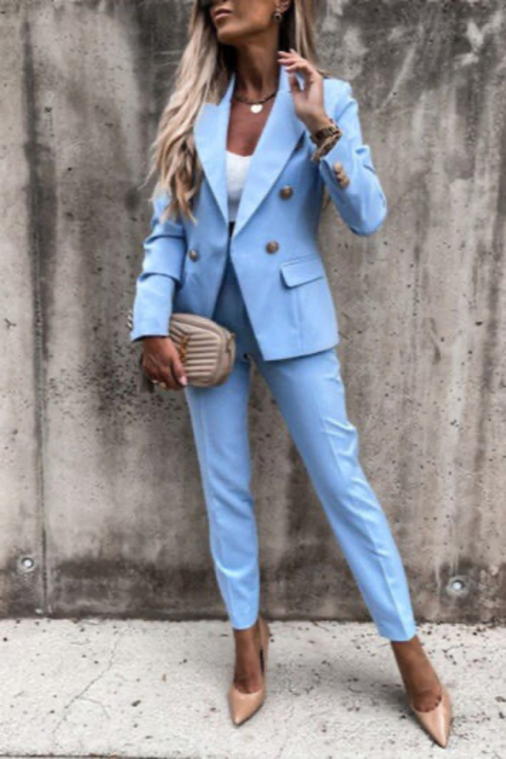 
                  
                    'Zellie'  Lapel Collar Long Sleeve Blazer and Pants Set
                  
                