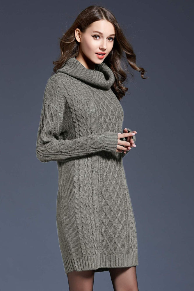 
                  
                    'Melody' Mixed Knit Cowl Neck Dropped Shoulder Sweater Dress
                  
                