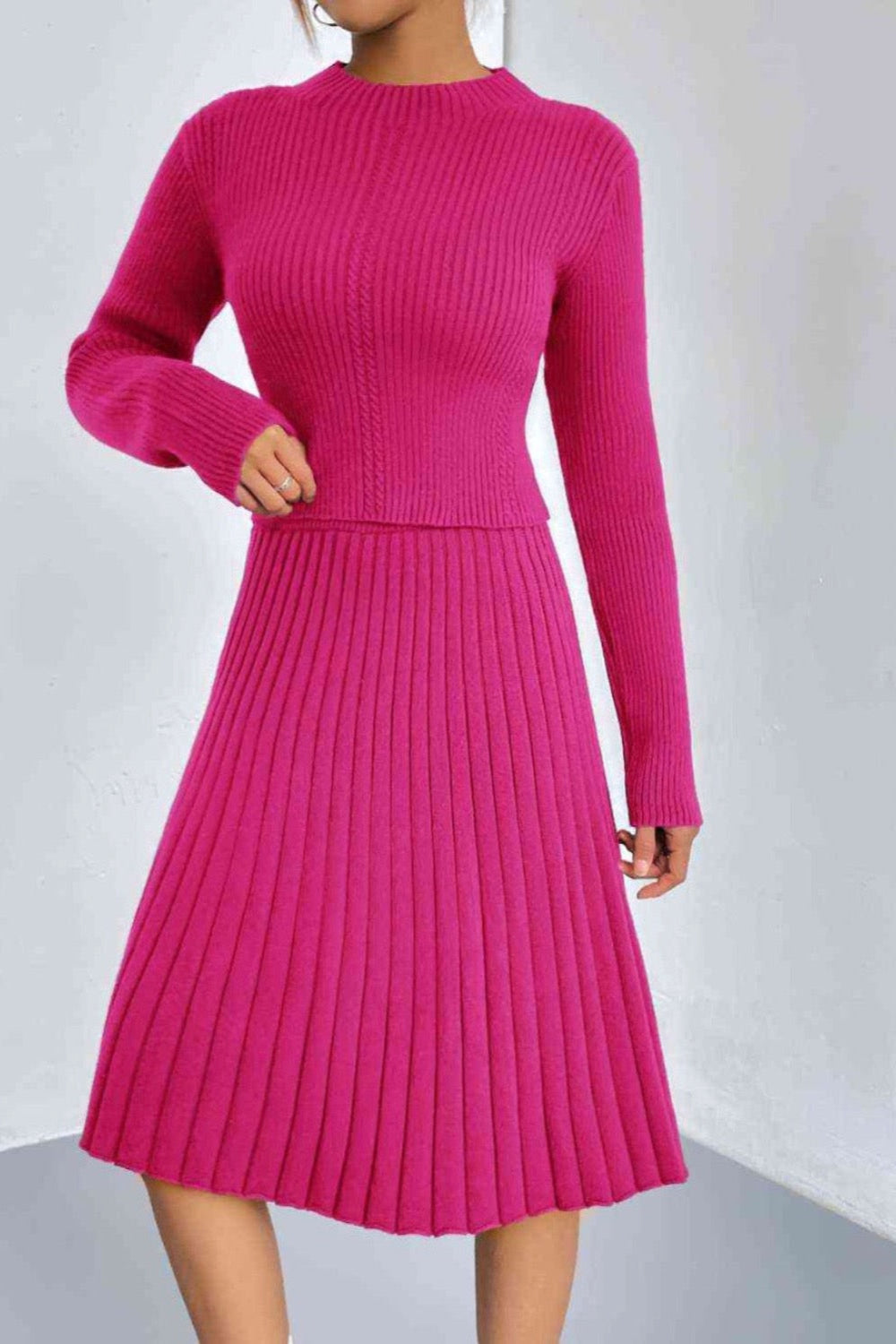 'Kyleigh' Rib-Knit Sweater and Skirt Set