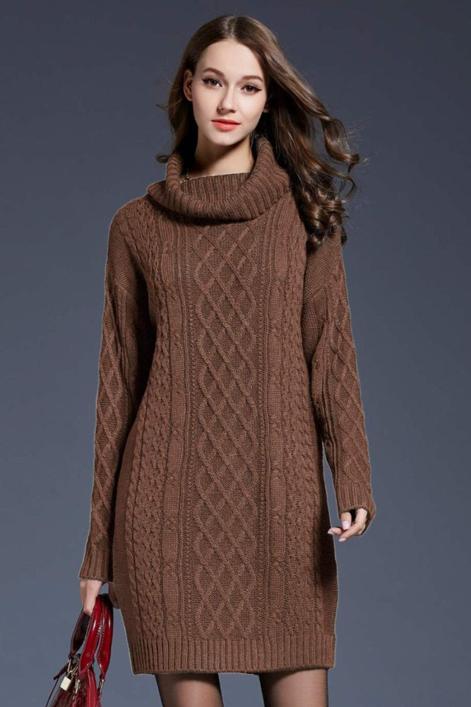 
                  
                    'Melody' Mixed Knit Cowl Neck Dropped Shoulder Sweater Dress
                  
                