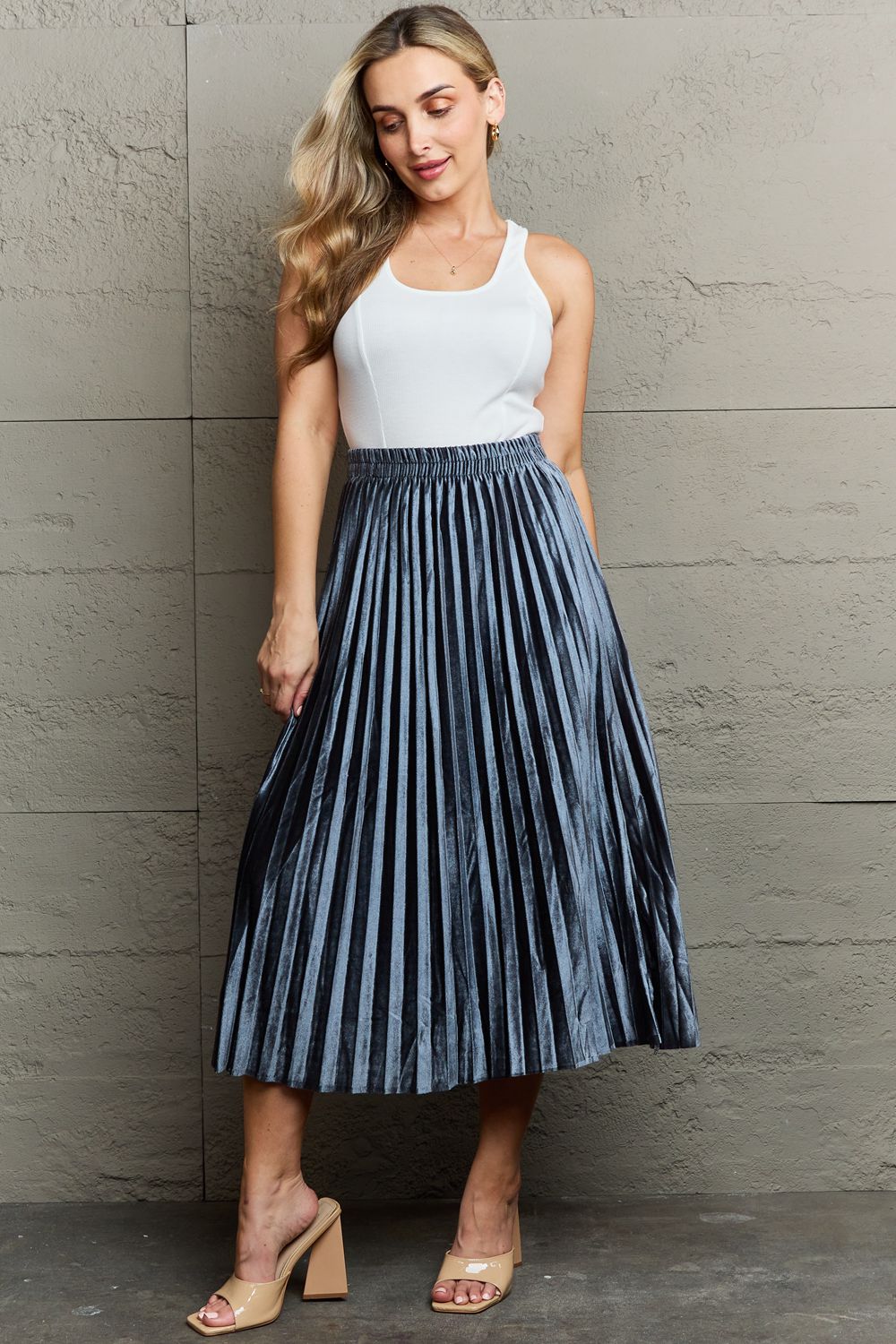 
                  
                    'Nancy'  Pleated Flowy Midi Skirt
                  
                