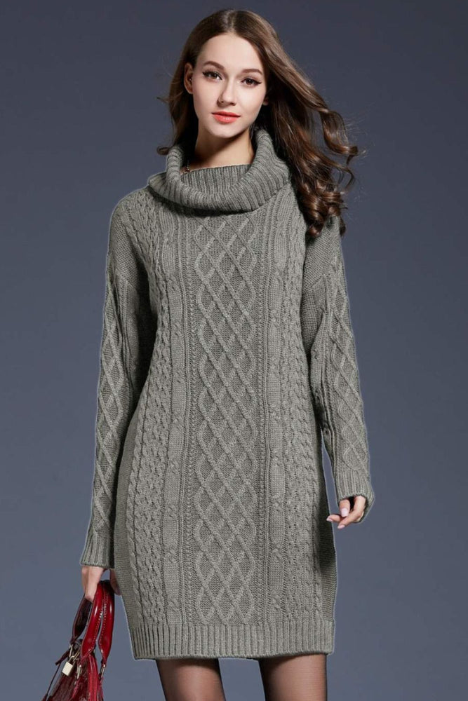 
                  
                    'Melody' Mixed Knit Cowl Neck Dropped Shoulder Sweater Dress
                  
                