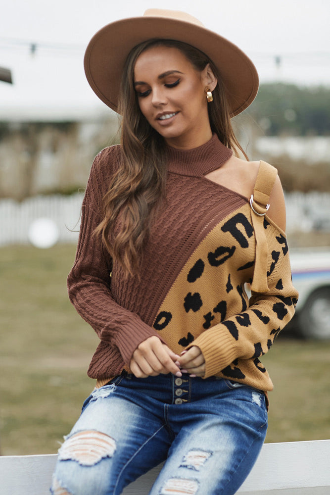 
                  
                    'Dominque' Leopard  Block Turtleneck Sweater
                  
                