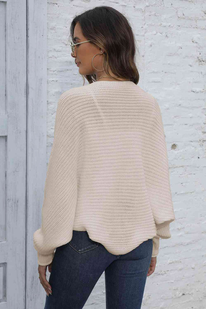 
                  
                    'SNOW' Bat Sleeve Open Front Short Cardigan
                  
                