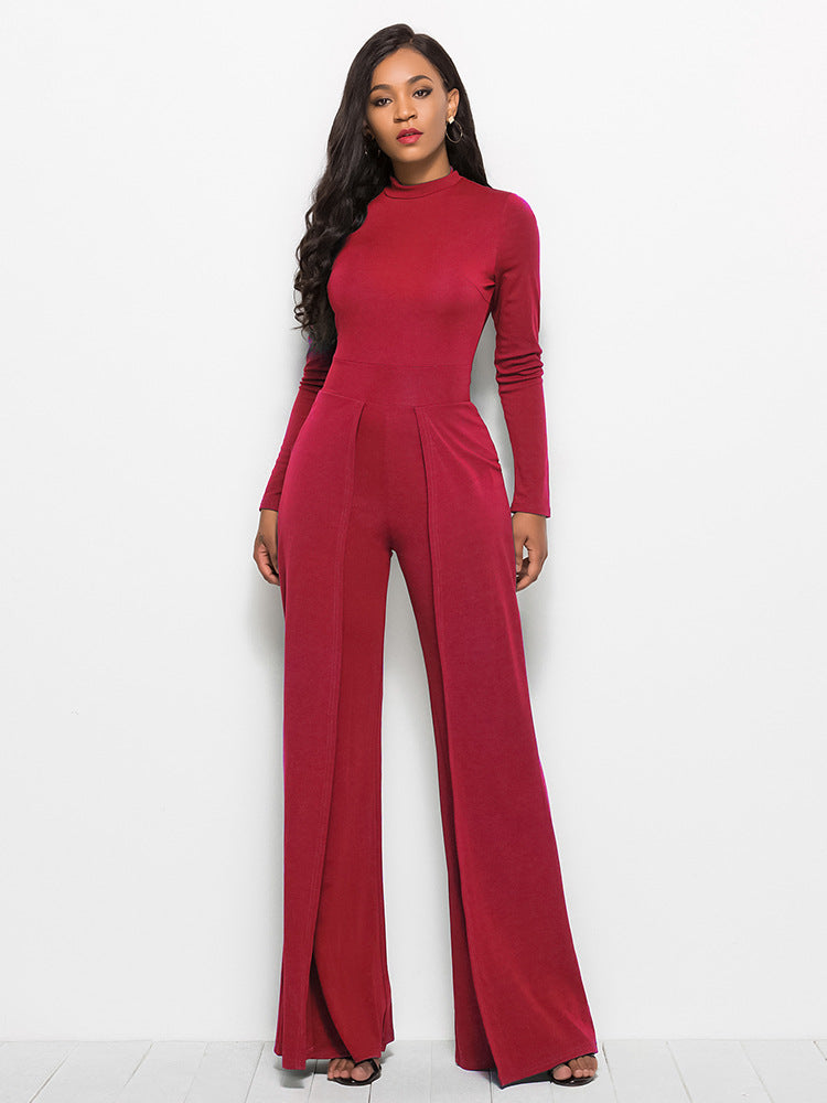 
                  
                    'Savannah' Long Sleeve Mock Neck Wide Leg Jumpsuit
                  
                