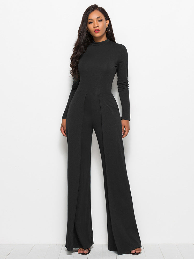 
                  
                    'Savannah' Long Sleeve Mock Neck Wide Leg Jumpsuit
                  
                