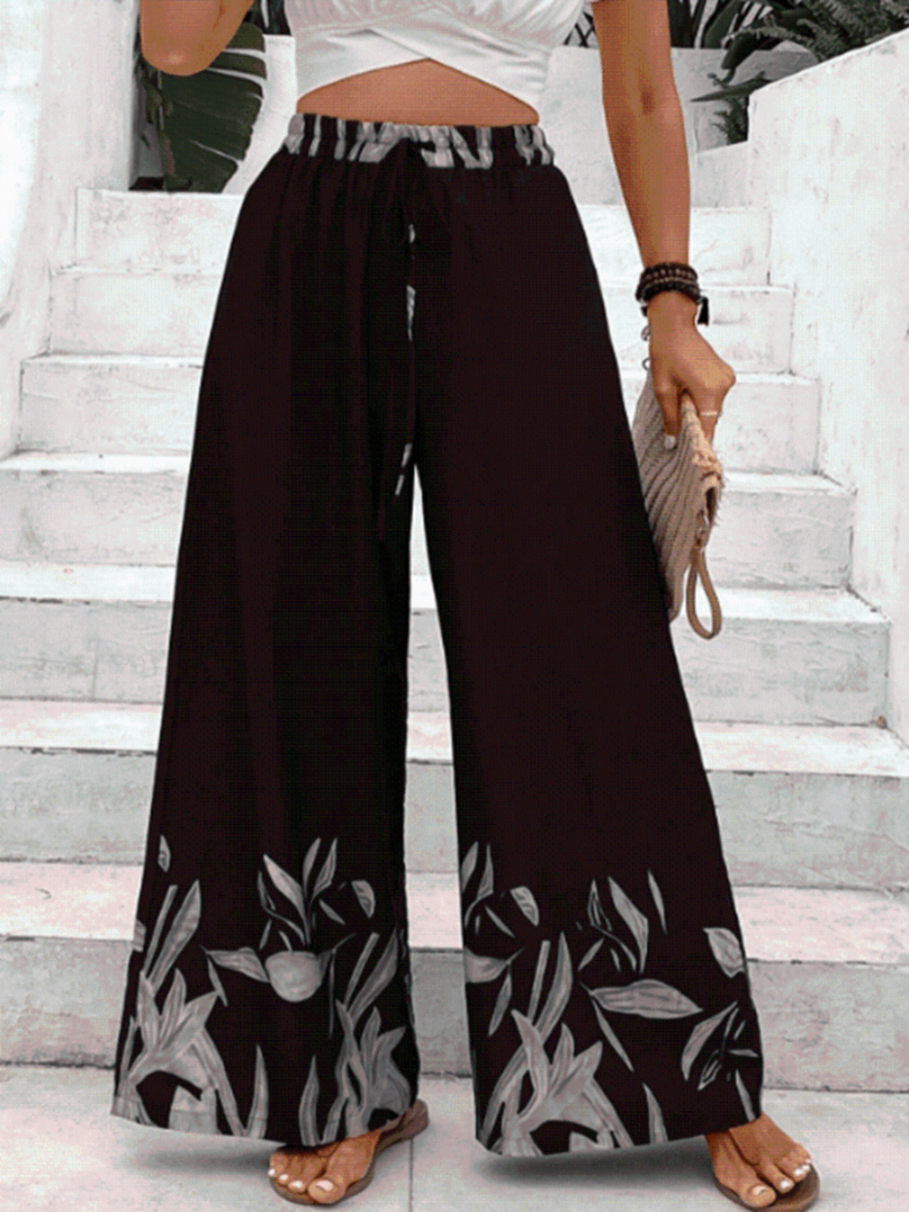 ' Monica' Drawstring High Waist Relax Fit Long Pants