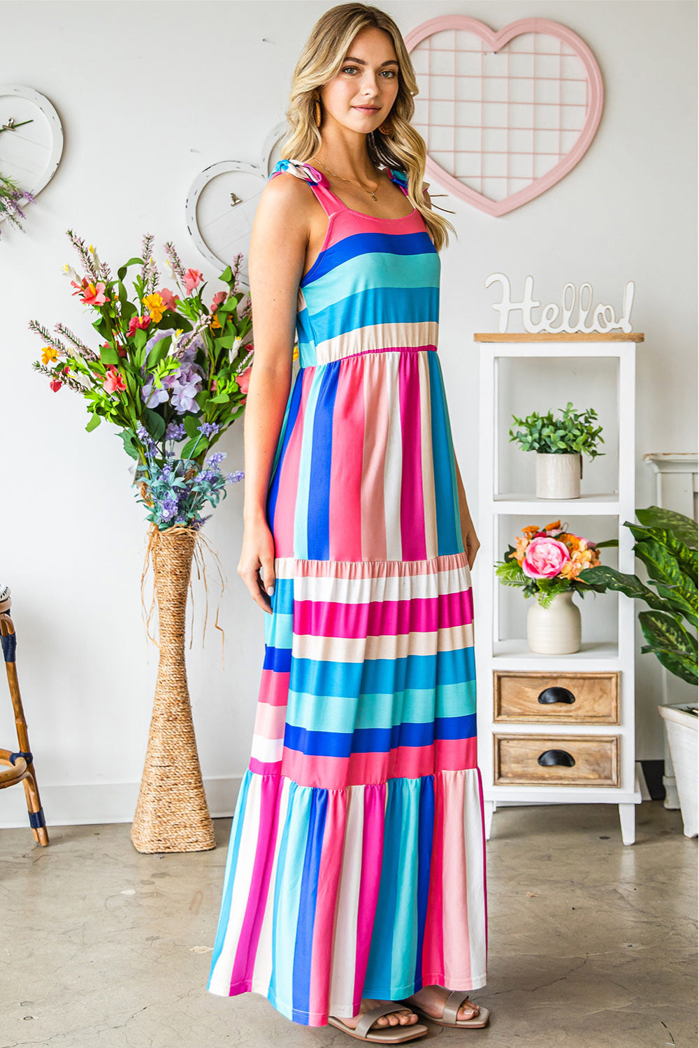 
                  
                    'Flurty' Striped Sleeveless Maxi Dress
                  
                