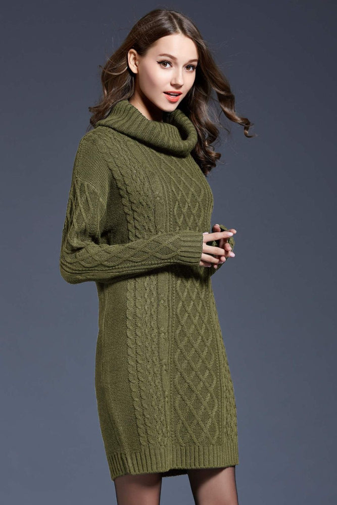 
                  
                    'Melody' Mixed Knit Cowl Neck Dropped Shoulder Sweater Dress
                  
                