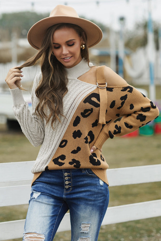 
                  
                    'Dominque' Leopard  Block Turtleneck Sweater
                  
                