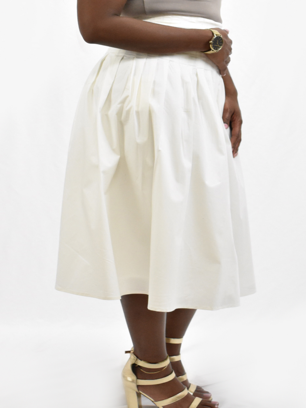 'Pleated' White Skirt