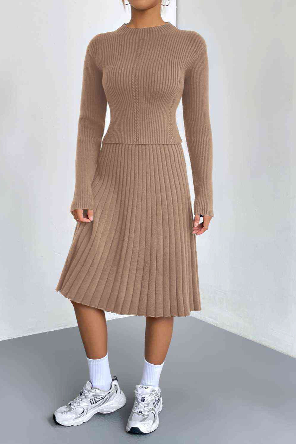 
                  
                    'Kyleigh' Rib-Knit Sweater and Skirt Set
                  
                