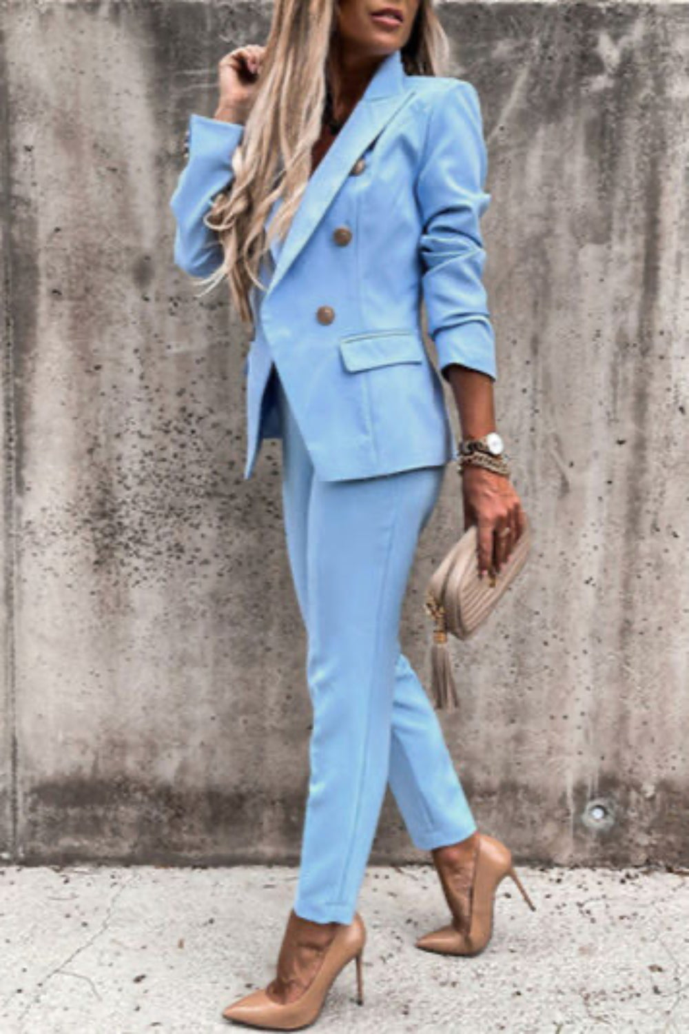 
                  
                    'Zellie'  Lapel Collar Long Sleeve Blazer and Pants Set
                  
                