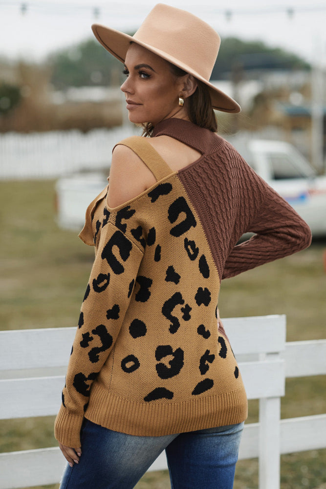 
                  
                    'Dominque' Leopard  Block Turtleneck Sweater
                  
                