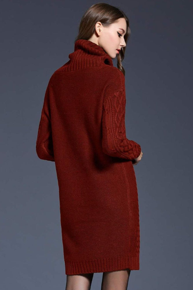 
                  
                    'Melody' Mixed Knit Cowl Neck Dropped Shoulder Sweater Dress
                  
                