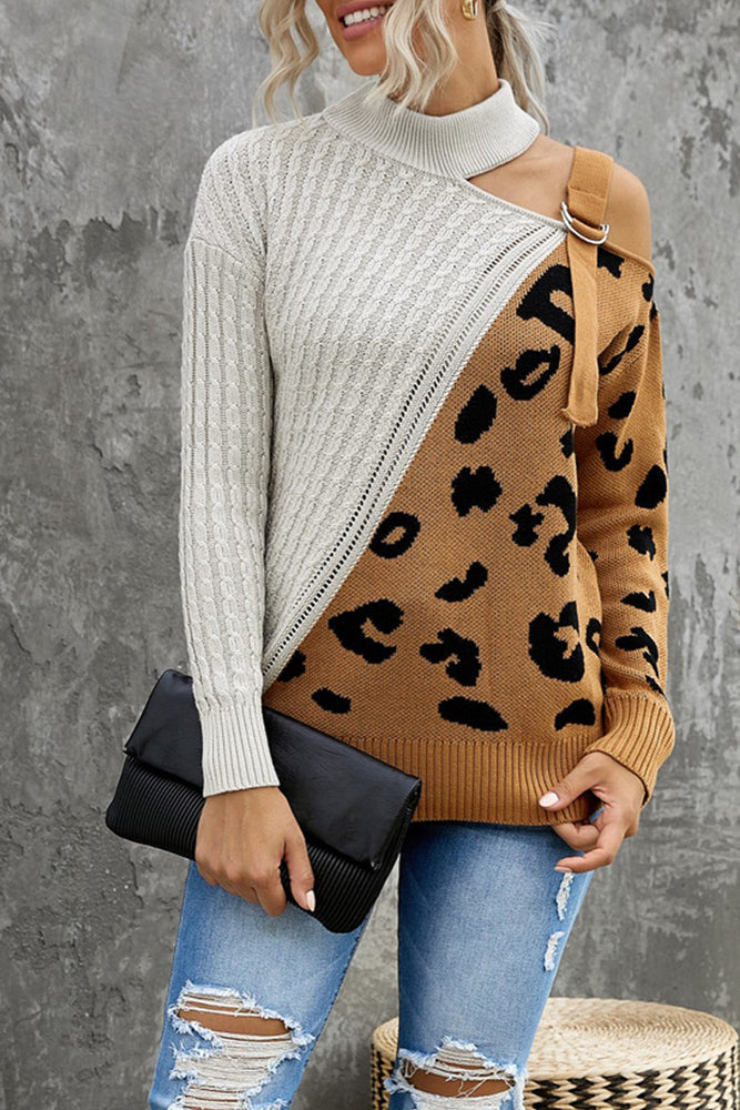 
                  
                    'Dominque' Leopard  Block Turtleneck Sweater
                  
                