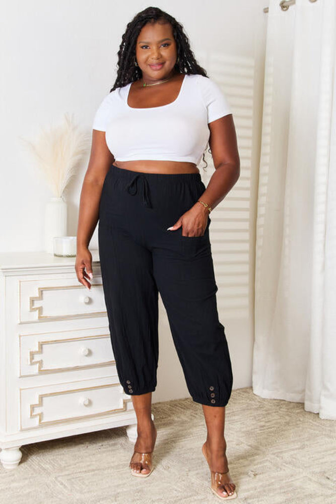 
                  
                    'Norma' Double Take Decorative Button Cropped Pants
                  
                