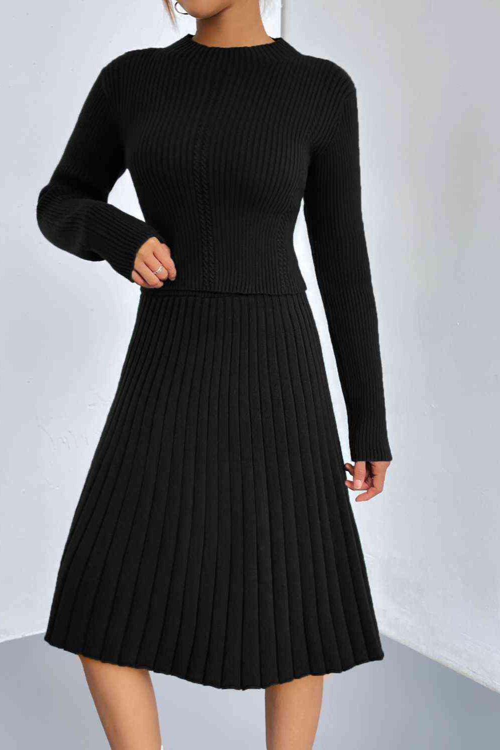 
                  
                    'Kyleigh' Rib-Knit Sweater and Skirt Set
                  
                