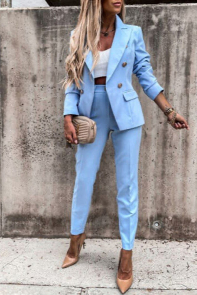 
                  
                    'Zellie'  Lapel Collar Long Sleeve Blazer and Pants Set
                  
                