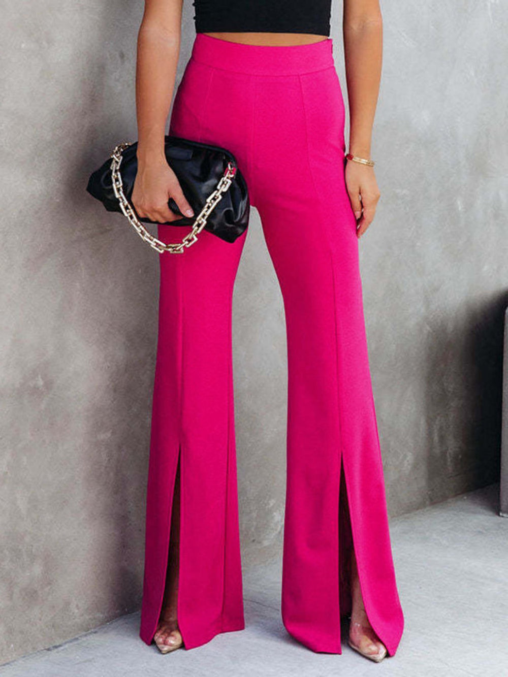 'Pinky' Front Slit Flare Leg Pants