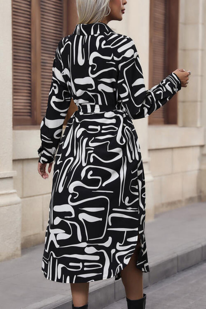 
                  
                    'Meadow' Printed Tie Front Collared Neck Slit Shirt Dress
                  
                