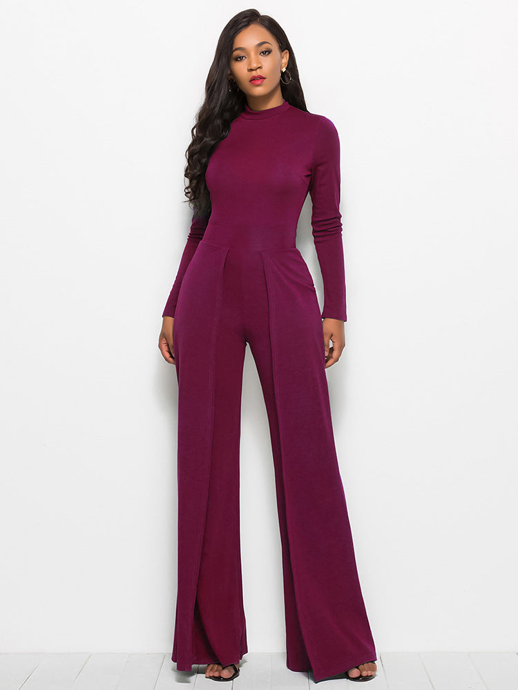 
                  
                    'Savannah' Long Sleeve Mock Neck Wide Leg Jumpsuit
                  
                