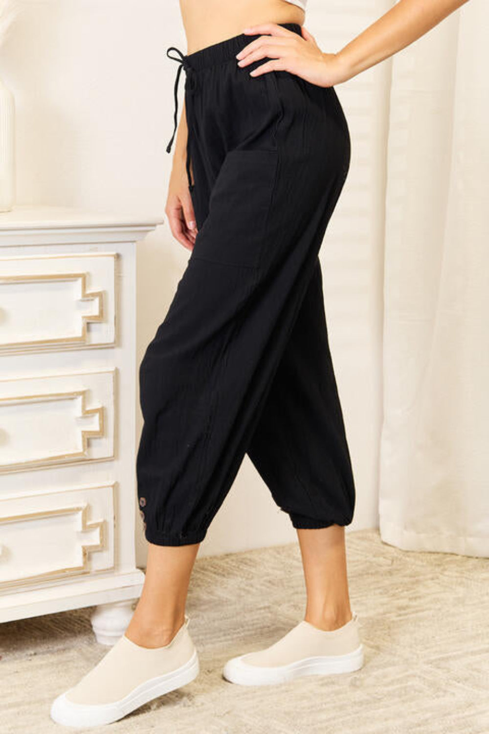 
                  
                    'Norma' Double Take Decorative Button Cropped Pants
                  
                