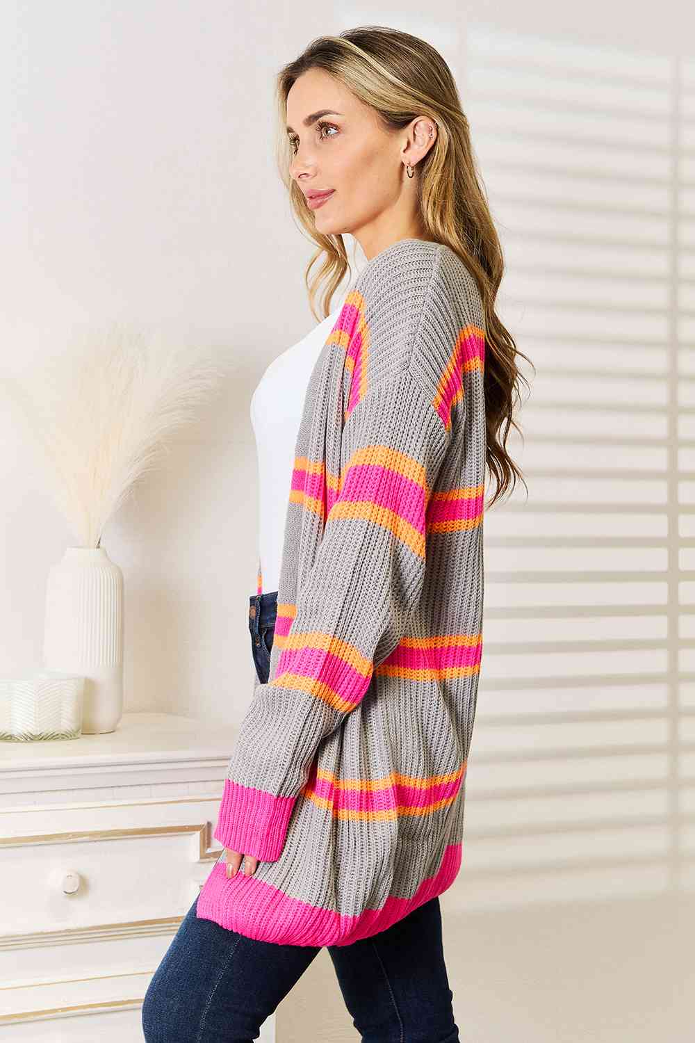 
                  
                    'Deanna' Woven Right Ribbed Long Sleeve Cardigan
                  
                